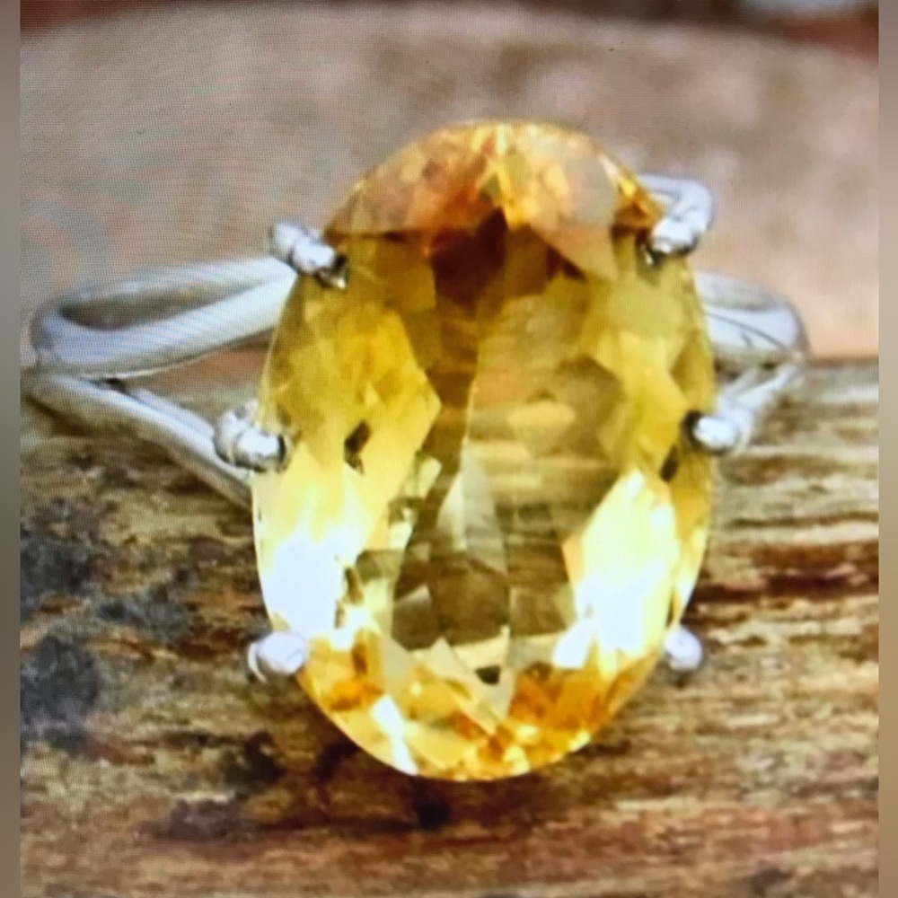 Citrine Stamped 925 Sterling Silver Ring